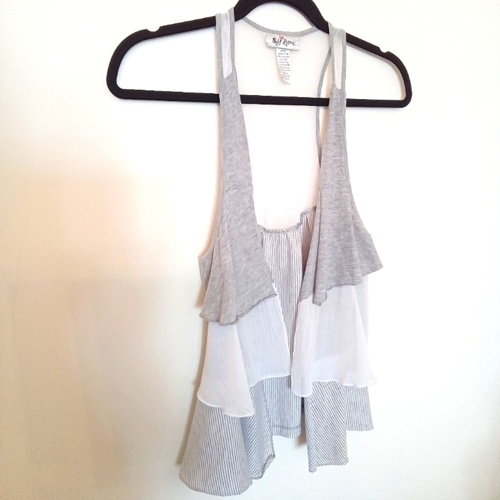 Vintage Self Esteem Women's Open Front Mixed Medium Lightweight Tiered Vest